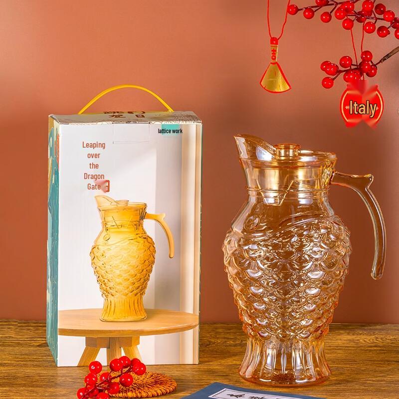 Wuzuo Chinese Retro Dragon Gate Fish Glass Teapot