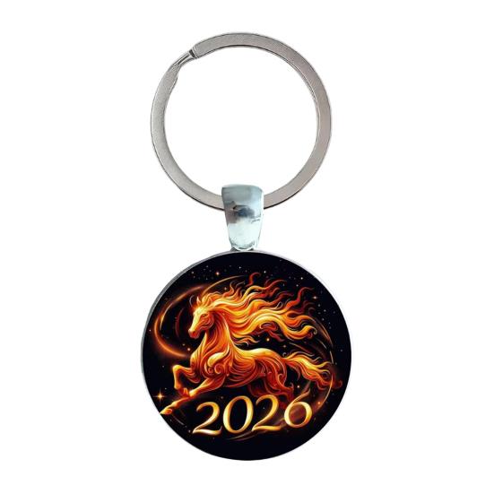 

Брелок зі скляною статуеткою коня 2026 рік Коня талісман на удачу міцний брелок ключі рюкзаки прикраса для автомобіля