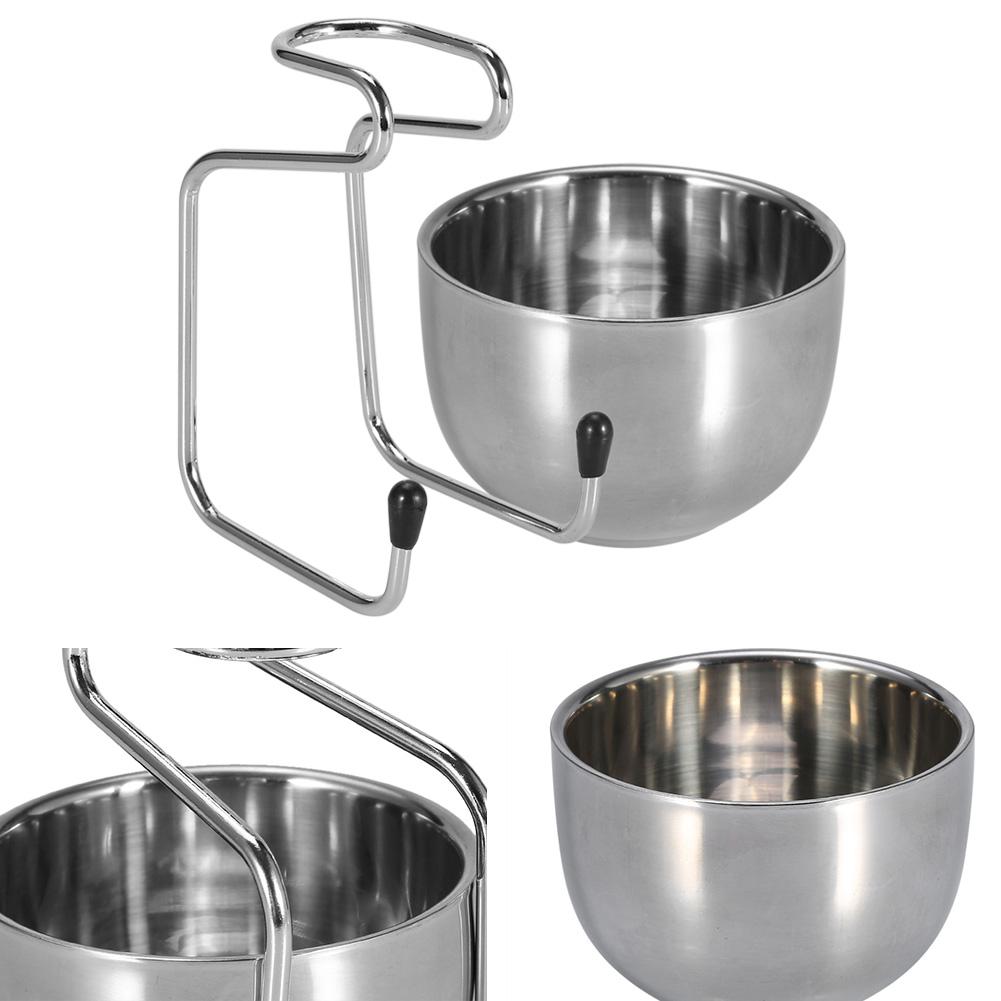 Stainless Steel Shaving Brush Stand Holder Safety Razor Brush Bowl Grooming Set