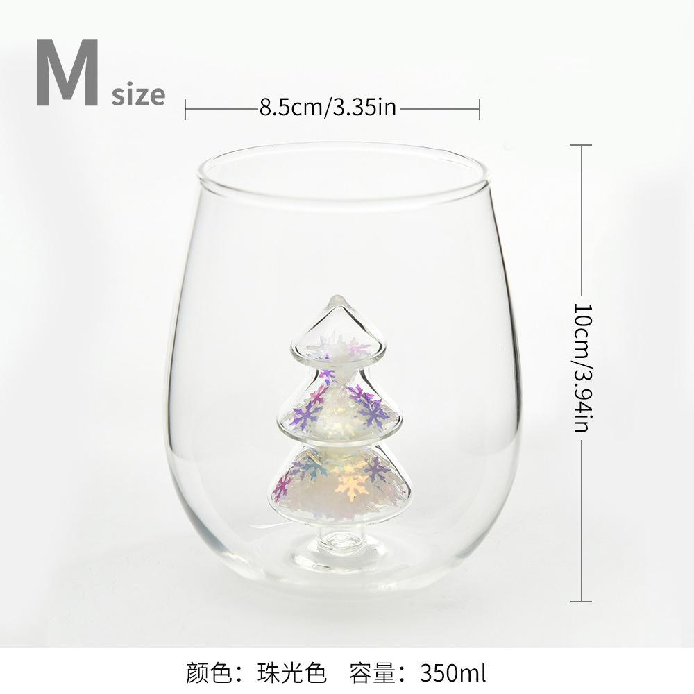 

Creative Christmas Tree Glass Cup with 3D Colorful Glitter for Milk Juice Water 301-400ml