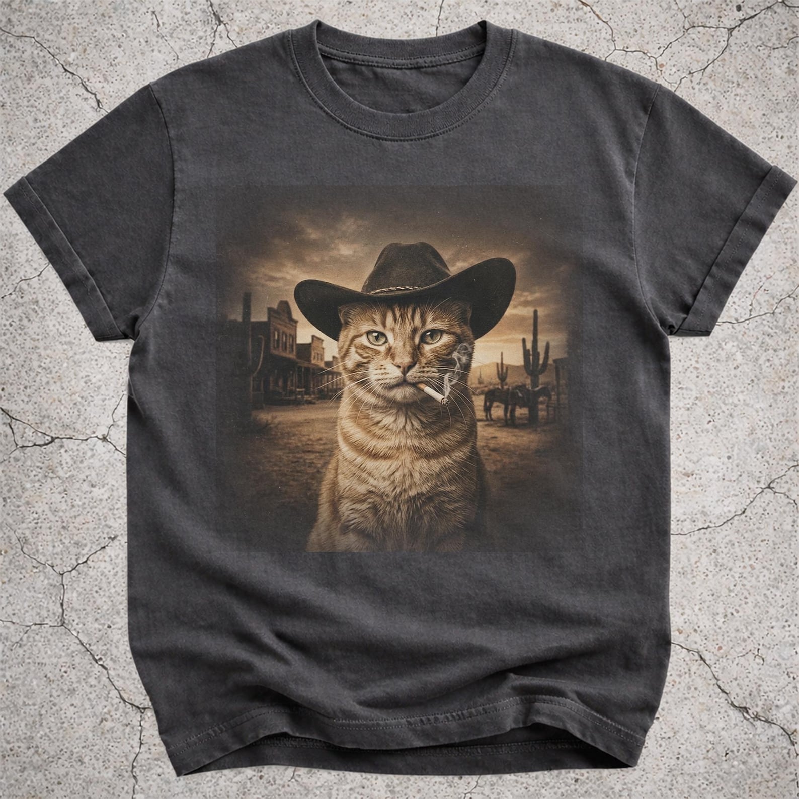 Orange Cat Cowboy Shirt, Ginger Cat Western Tee, Funny Cowboy Cat Gift, Cat Lover Shirt, Western Cat Meme Tee 2XL