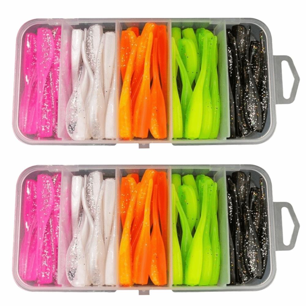 100PCS PVC Swimbaits Lures 5cm Fishing Lures Durable Fishing Baits for Trout