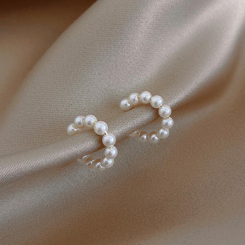 Sweet C-Shaped Pearl Earrings, Niche Style Earrings, Ear Bone Clip, A Pair Of Versatile Earrings