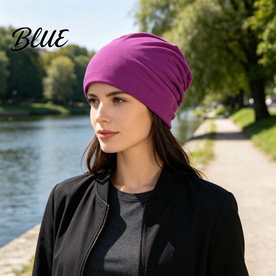 Windproof Spring And Autumn Headwear Slouchy Hip-Hop Hat Solid Color Soft Chemo Headwear Breathable Fabric Sun Protection Hat Lightweight Cancer Cap
