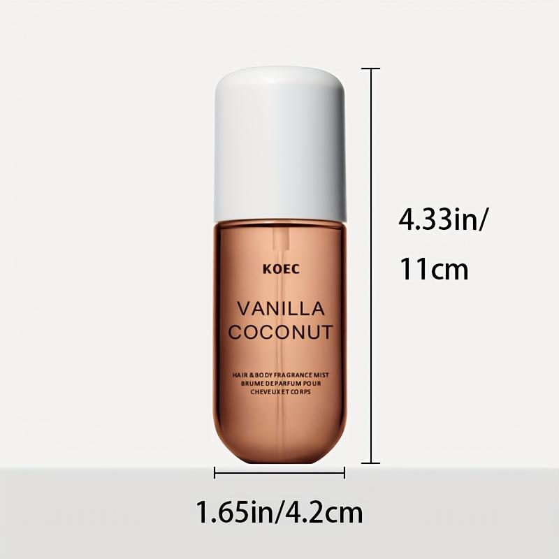 KOEC Vanilla & Coconut Fragrance Mist Perfume Refreshing Moisturizing Triple Notes Plant Fragrances Propylene Glycol