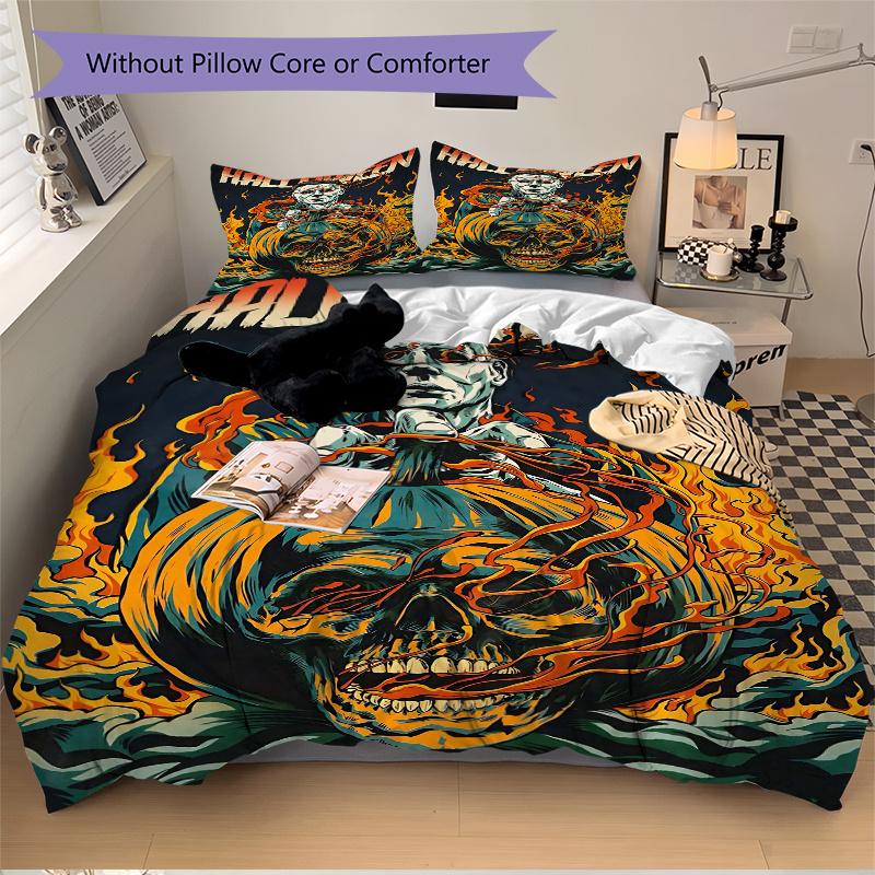 3pcs Halloween Horror Printed Bedding Set, Soft and Comfortable Quilt Cover for Bedroom, Guest Room .H045