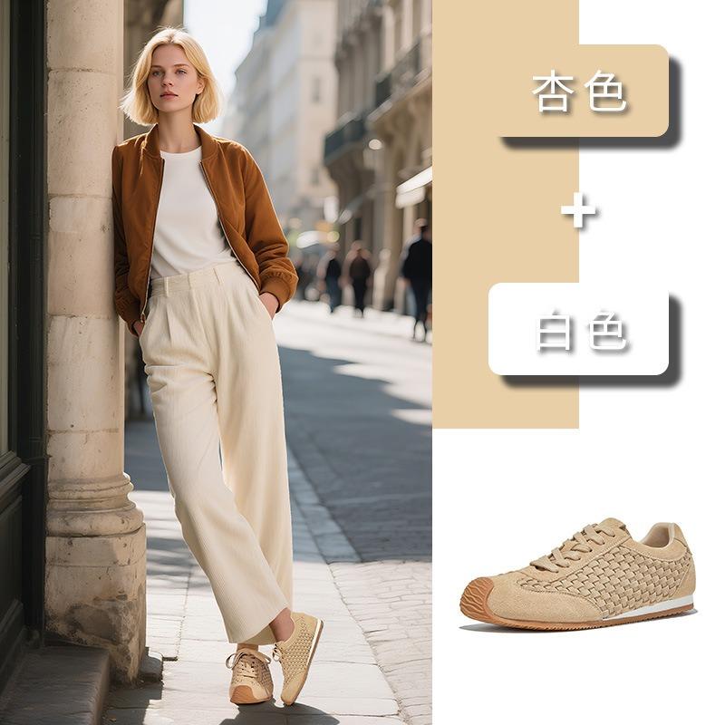 Leder gewebt Damen Herbst neue Schuhe Damen lässige vielseitige flachsohlige Sportschuhe Damen