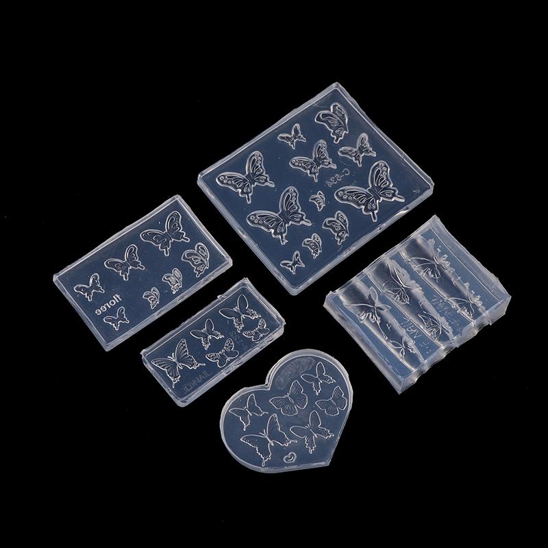 1Pc 3D Butterfly Diy Design Silicone Decorated Nail Art Templates Nails Mold Nail Manicure Art Mould Tools Decorations