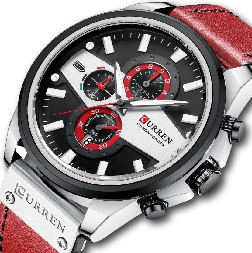Ready to Ship CURREN Brand Chronograph Mens Leather Bracelet Sports Male Wrist Watch