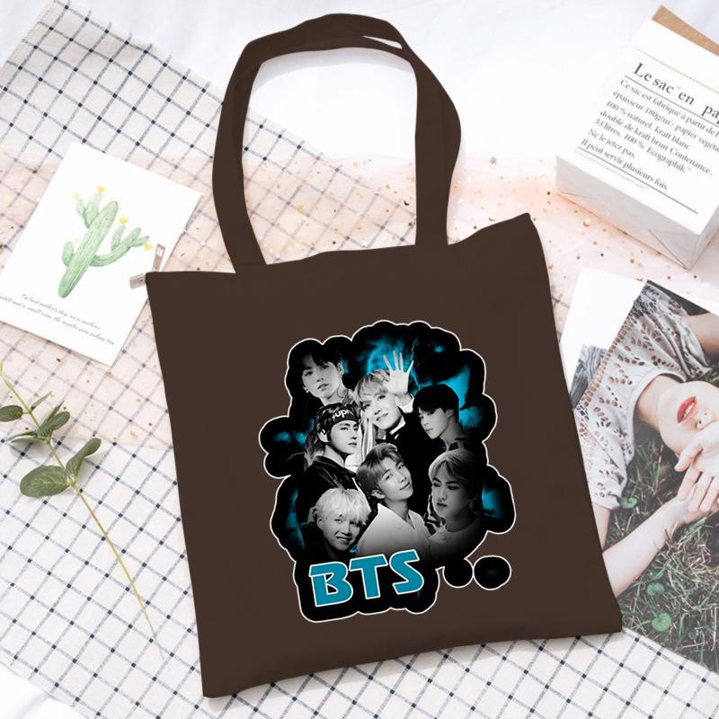 Korean Style Printed Canvas Tote Bag for Women Men Large Capacity Commuter Shoulder Handbag Fashionable Daily Outing Purse KTB