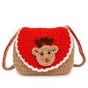 Elk Deer Woven Square Pouch Bow Contrasting Colors Purse Portable Christmas Crossbody Bag  Kids