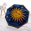 Golden Sun and Stars Circular Wall Art Decor Umbrella, Cute Umbrella with Cute Design, Portable 3-Fold Compact Umbrella for Men & Women, Valentine's D