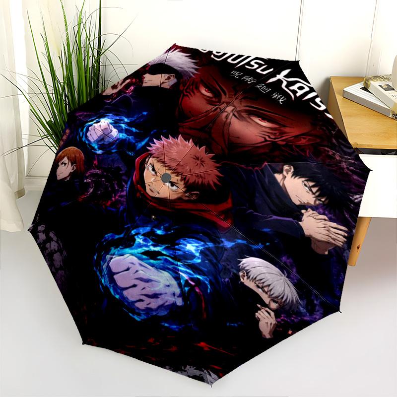 1PC Jujutsu Kaisen Characters Automatic Umbrella - Suitable Travel Outdoor Portable Umbrella Birthday Gift Daily Essentials