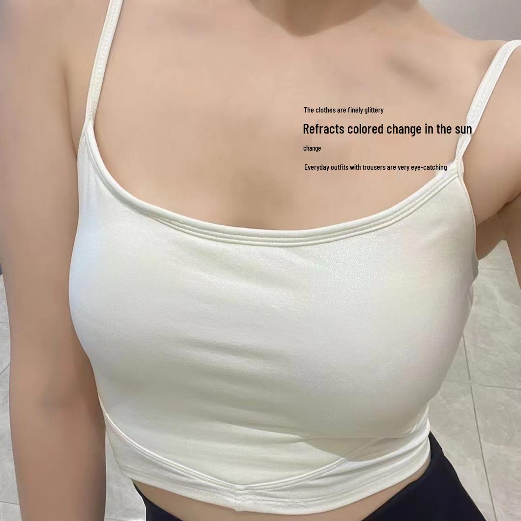 

Stylish Korean Sparkly Vest with Breast Pads for Yoga & Fitness Medium
