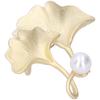 Brooch Pin Metal Frosted Ginkgo Leaf Pattern Lapel Pin Coat Badges Party Corsage AccessoriesGold