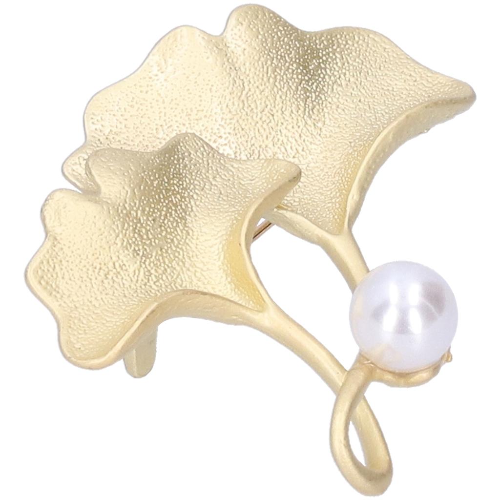 Brooch Pin Metal Frosted Ginkgo Leaf Pattern Lapel Pin Coat Badges Party Corsage AccessoriesGold
