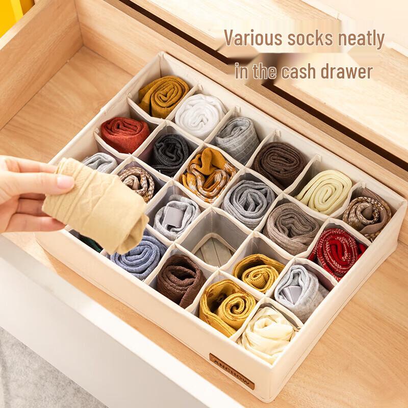Foldable Fabric 24-Grid Sock Storage Box