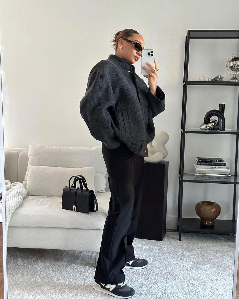 2025 Women's Casual Solid Stand Collar Long Sleeve Coat with Large Pockets