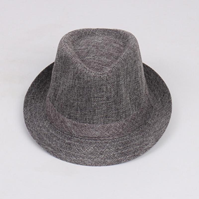 Jazz hat, linen solid color top hat, men's and women's crimped couple's sun hat