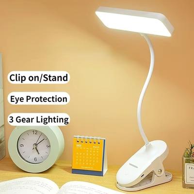 3 Colors LED Clamp Desk Lamp Touch Dimming Eye Protection Bedroom Table Lamp 360° Rotate Flexible LED Book Clip Lights Children