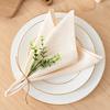 Customized White Cotton Linen Hemstitched Cotton Linen Napkins for Restaurant Hotel Plain Weave Washable Table Napkin for Dinner