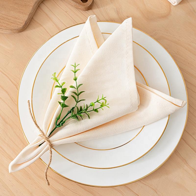 Customized White Cotton Linen Hemstitched Cotton Linen Napkins for Restaurant Hotel Plain Weave Washable Table Napkin for Dinner