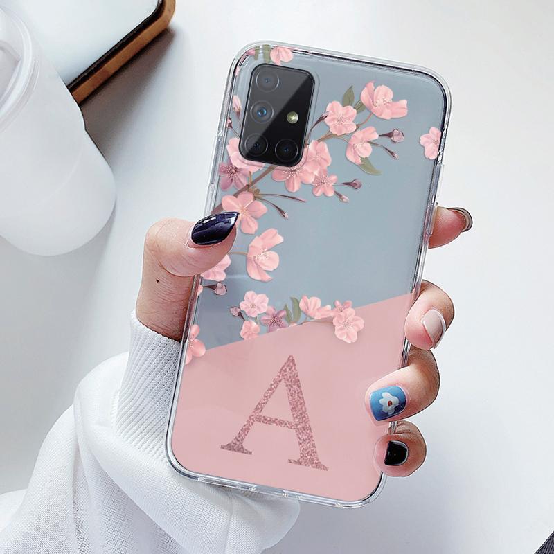 

For Samsung Galaxy A51 A71 4G 5G Case Soft Slim Luxury A-Z Letters Back Cover Fundas Clear Bumper For Samsung A 51 Transparent A71 5G