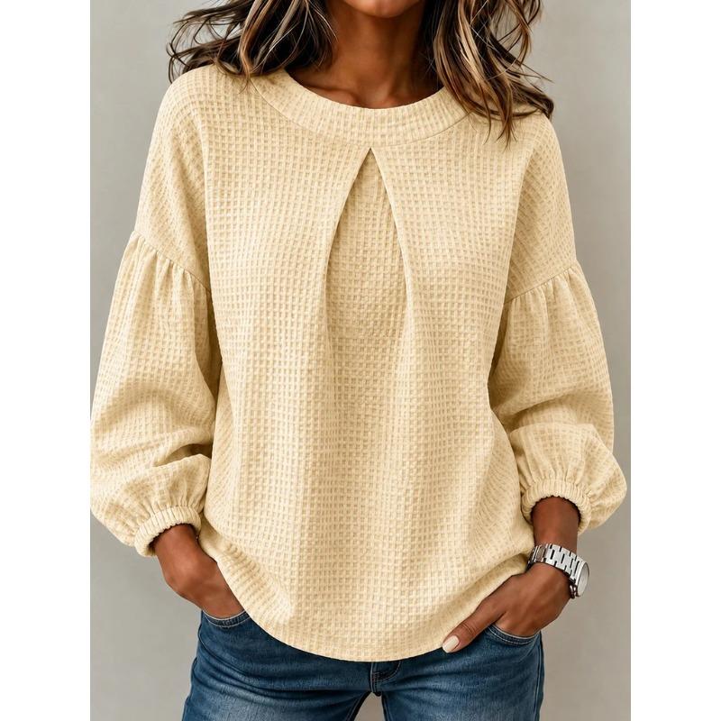 JPNTKY Women's Fashion Casual Long Sleeve O-Neck Blouses & Shirts