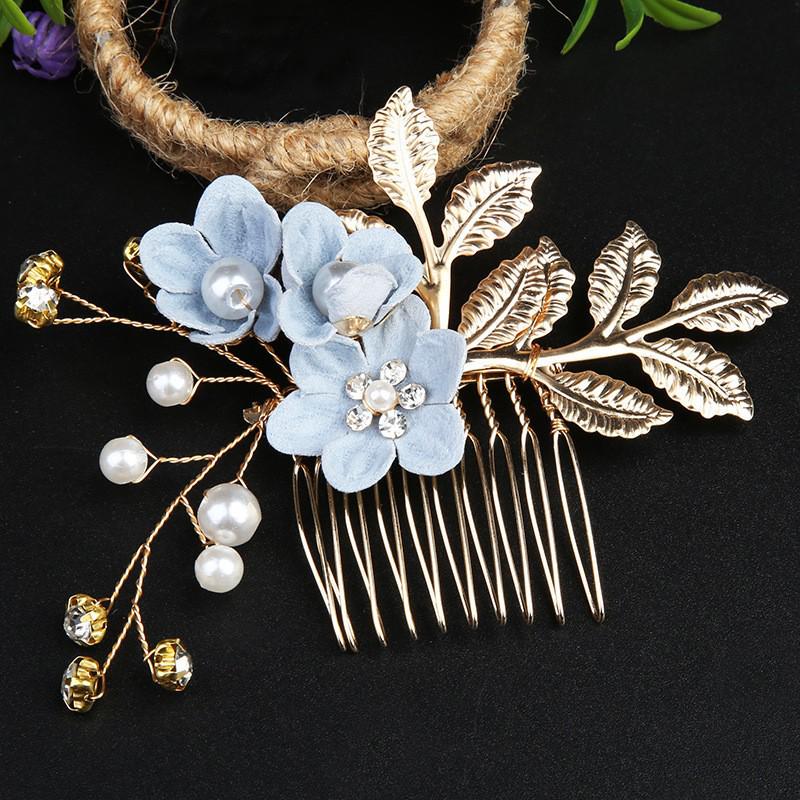 Gold Bridal Headwear: Handmade Pearl Hair Accessories Set