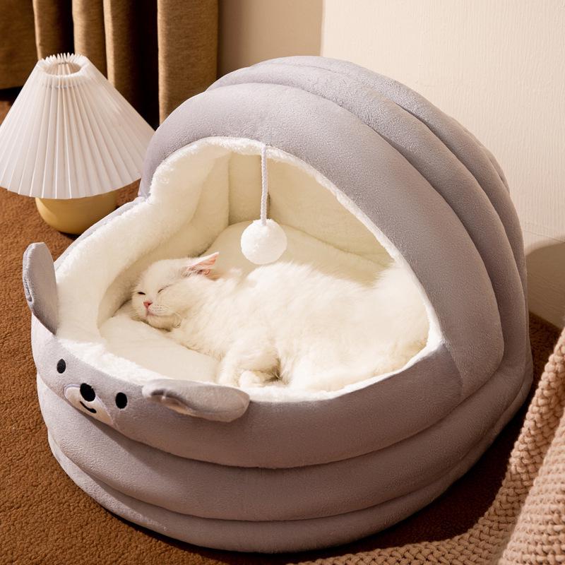 All-Season Avocado Pet Bed: Removable, Washable Shelter for Cats & Small Dogs