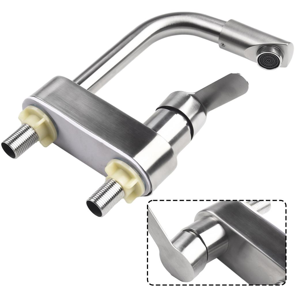 Basin Faucet Kitchen Sink Faucet 304 Stainless Steel Tap Cold And Hot Mixer Tap Deck Mounted Bathroom Washbasin Faucet
