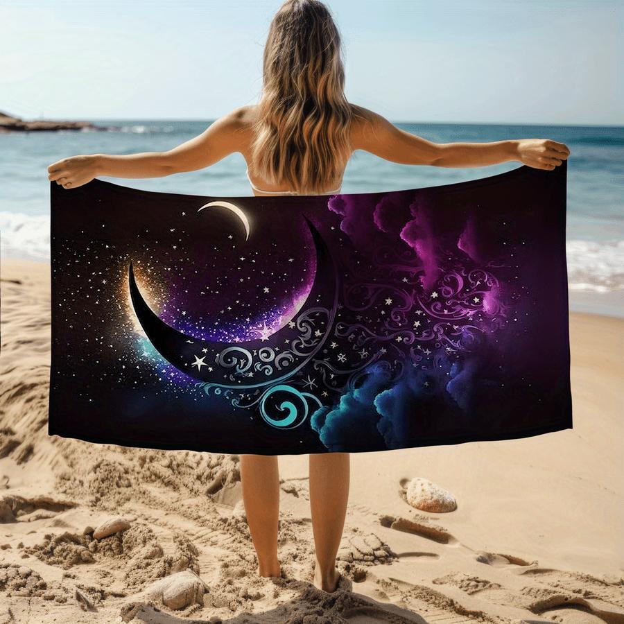 1pc Oriental Art Print Microfiber Beach Towel | Soft, Absorbent, Quick-Drying, Polyester Blend, Suitable for Swimming, Camping