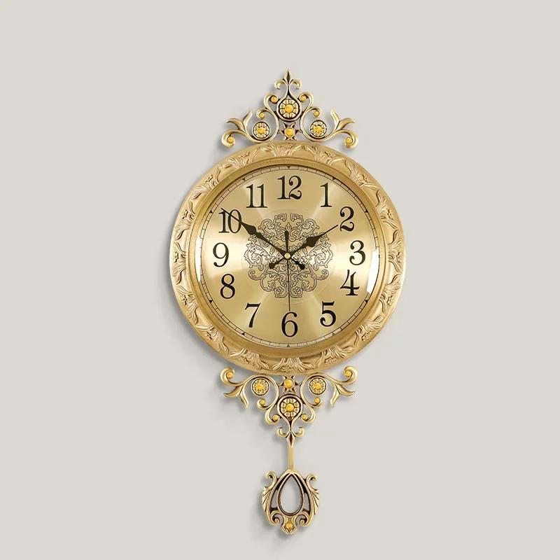 Funky Big Size Wall Clocks Hands Unique Living Desk Golden Wall Clocks Pendulum Modern Horloge Murale Luxury Design TY140YM1C2B2