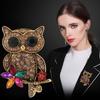 Vintage Exquisite Diamond Studded Owl Brooch Cute Temperament Animal Pins Versatile Shiny Corsage Clothing Accessories Gifts