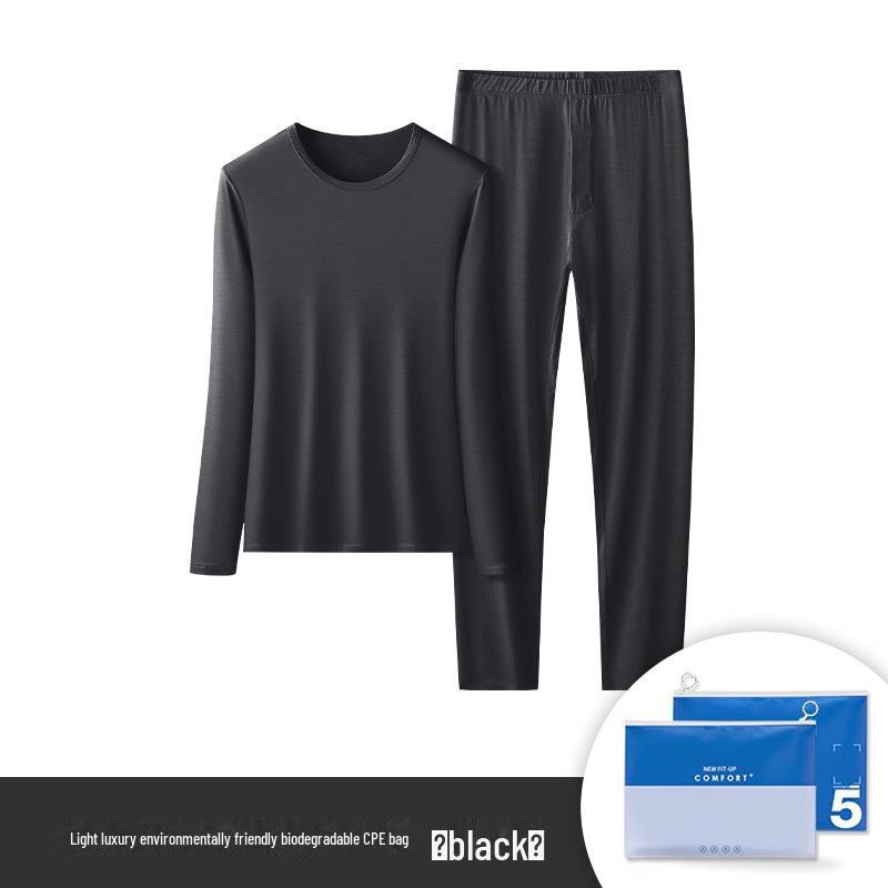 

Комплект женского термобелья: Пептидный протеин, однотонный, круглый вырез, длинный рукав, топ и брюки на осень/зиму. XL