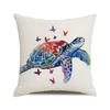 Watercolor Turtle Cartoon-style Ocean Digital Printing Short Plush Pillow Covers for Car Sofa Office Cushion Cover Home Goods