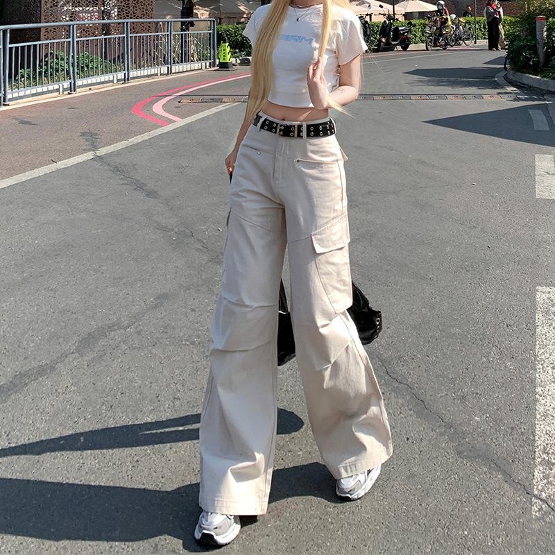 1116 Summer New Sand-colored Overalls Popular Thin Casual Wide-leg Pants Loose Drape Women's Trousers and Plus