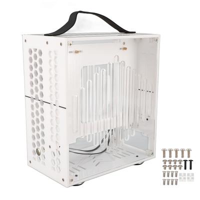 23x20.5x12cm Minyatür ITX PC Kasası Şeffaf Arcylic PC Kasası Taşınabilir DIY Masaüstü Bilgisayar Kasası 360
