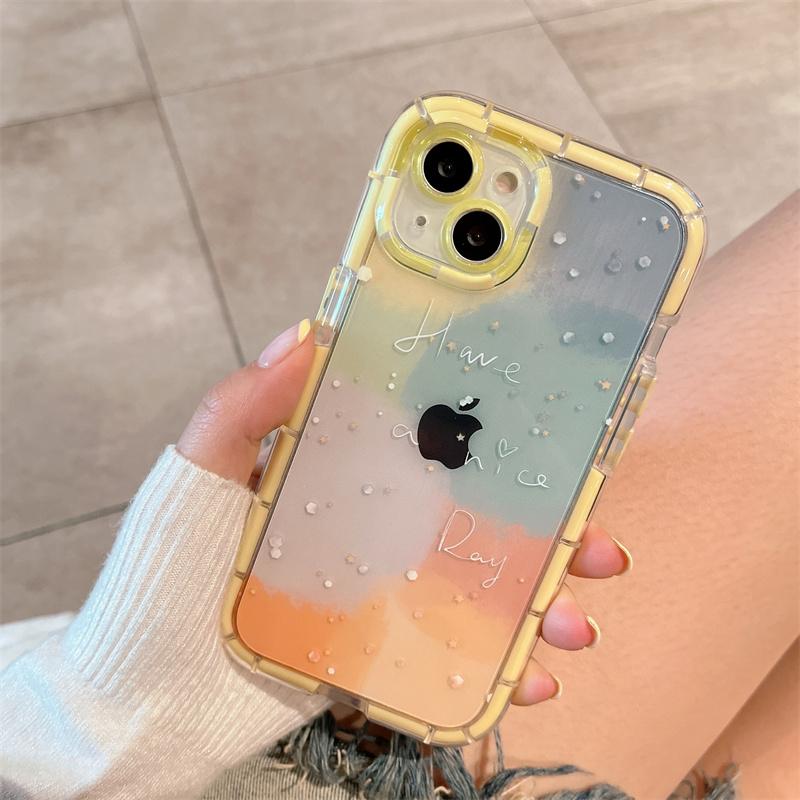 

Милый чехол для телефона с акварельными цветами для iPhone 11 12 13 Pro Max XS Max X 14 15 Pro MAX, светящийся жесткий противоударный бампер, задняя крышка For iPhone 12