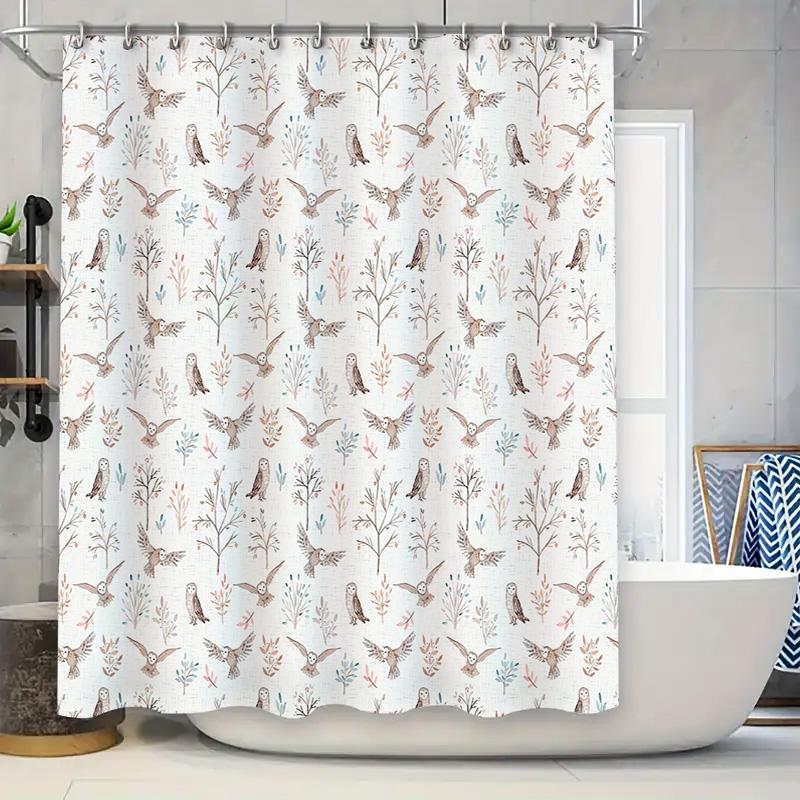 

Floral Shower Curtain Botanical Nature Birds Pattern Bathroom Decor Farmhouse Rustic Home Textile Waterproof Fabric W60H190(CM)-1 Pcs