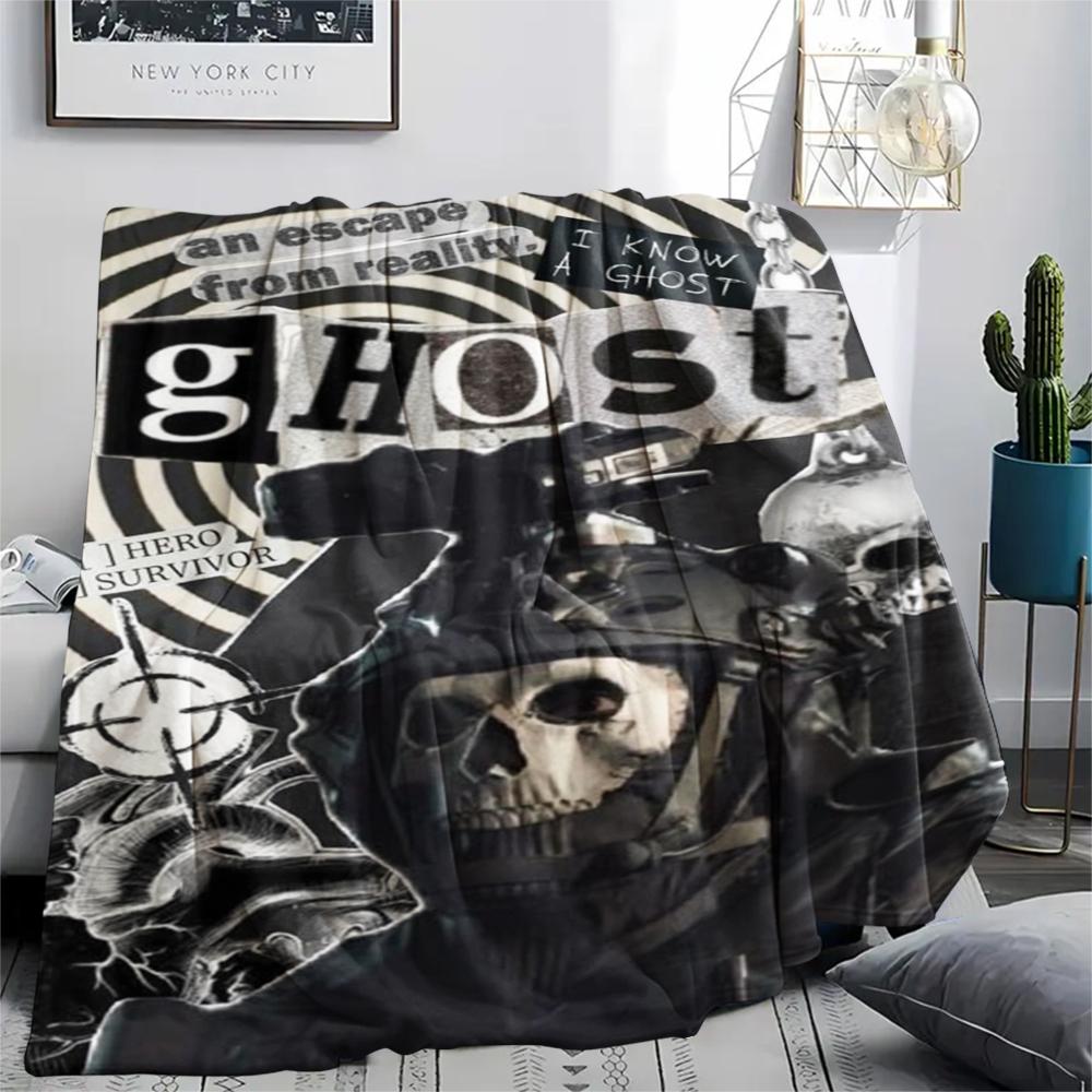 1PC GHOST Print Flannel Blanket, High quality Comfortable for All Seasons, Home Decor, Warmth and Comfort, Perfect for Christmas Gifts159