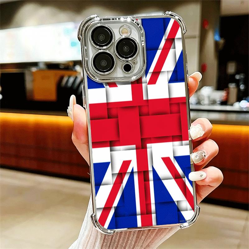 

Union Jack England UK Flag Soft Phone Case For iPhone 15 16 17 Air 14 Pro Max 16E Plus 13 12 Mini Plating Anti-Fall Fundas iPhone 13 Pro Max