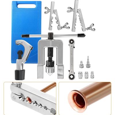 45° Single Flaring Tool Set with 2 Rod Ratchet Wrenches 5 Forged Adapters 7 Tube Size Break Lines and HVAC Forged Tool Set