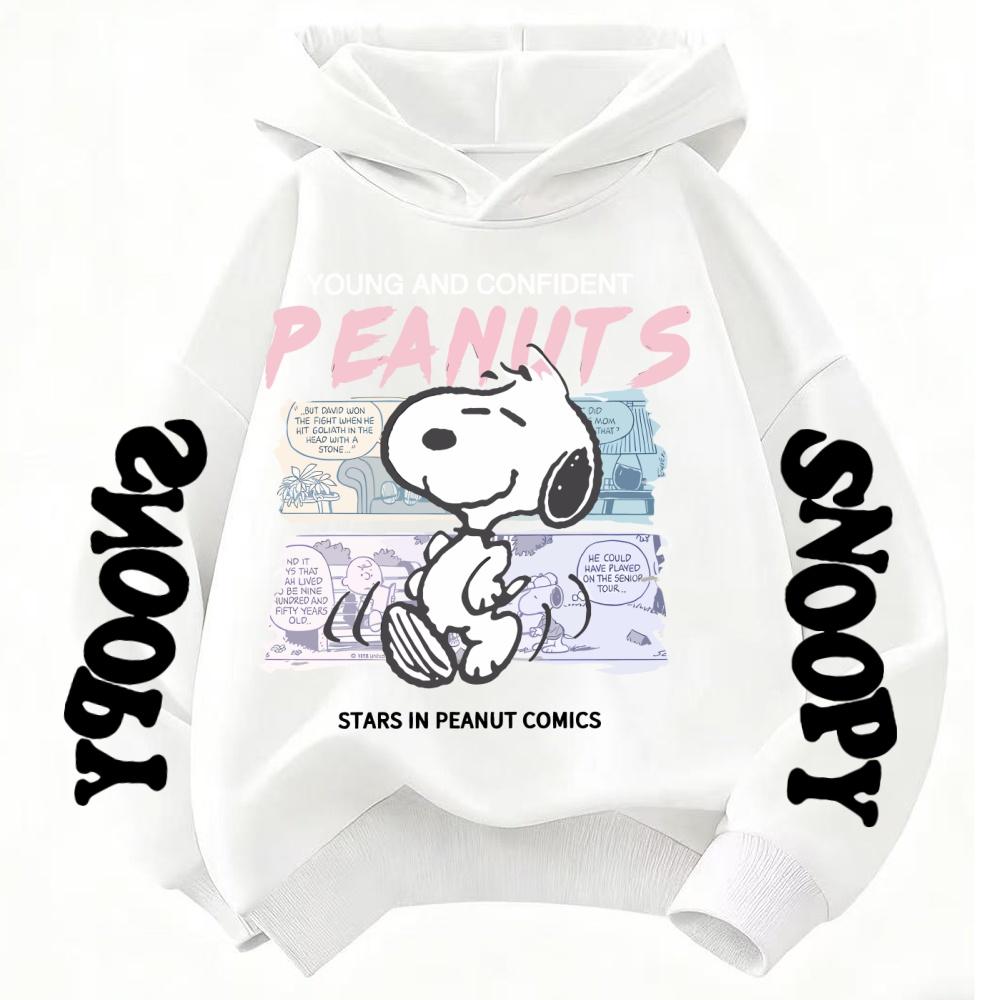 Podzimní móda Dětské mikiny s kapucí, Cool kreslené mikiny Snoopy pro chlapce a dívky, Ležérní dětské oblečení Topy