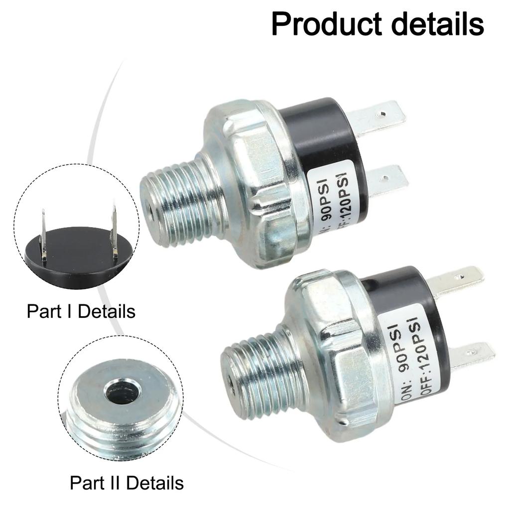 Air Compressor Valve Switch 18 NPT Thread Air Pressure Control Switch with 90 120PSI and 120 150PSI Options for Pneumatic Use
