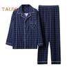 Pajamas Men Plaid Set 2pcsset Print Lapel Long Sleeve Single Breasted Shirt Elastic Waist Long Pants Set Loose Fit Loungewear Suit