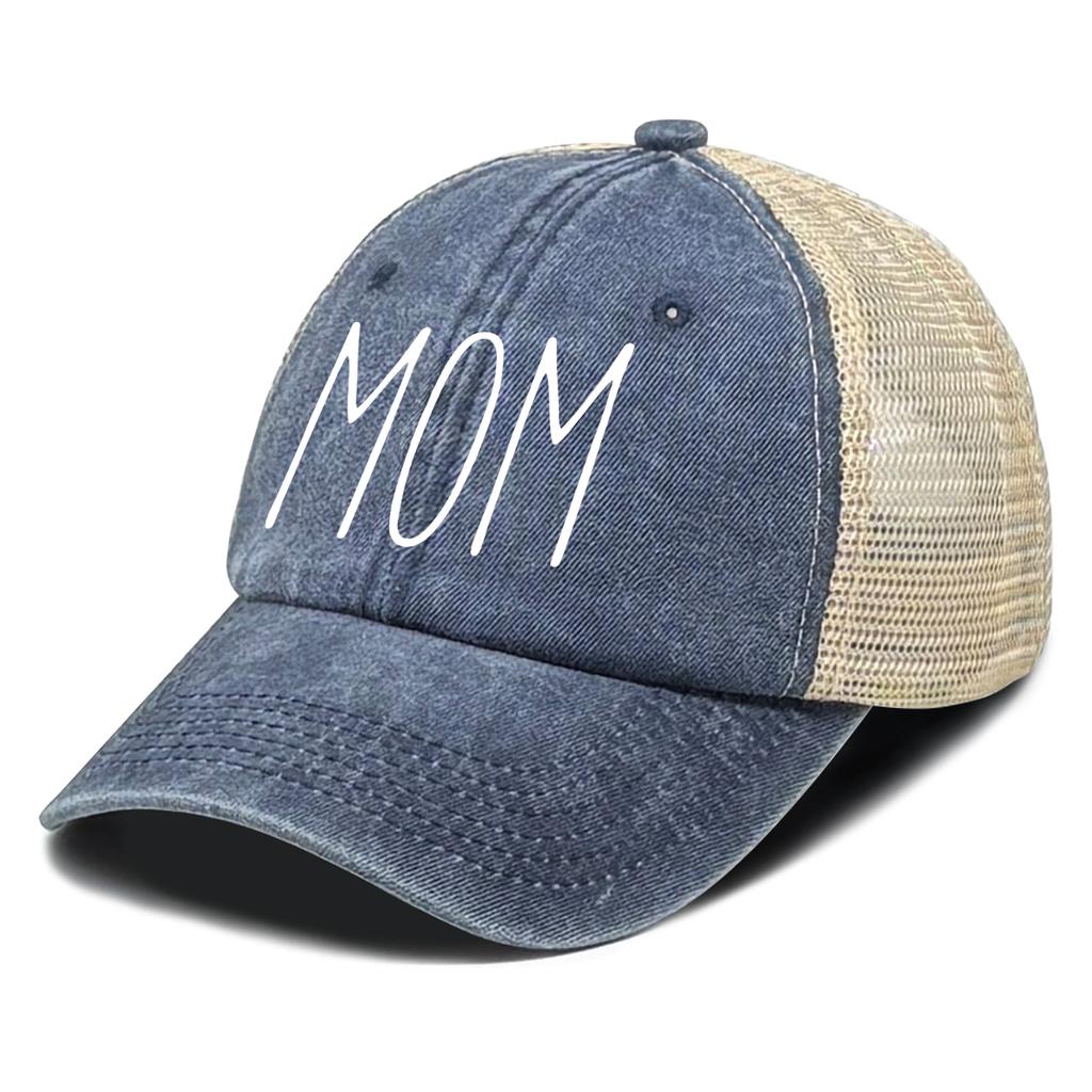 DAD And MOM Mesh Cap Adjustable Trucker Hat Grandpa Grandma Caps Distressed Snapback Baseball Cap Ideal Choice For Family
