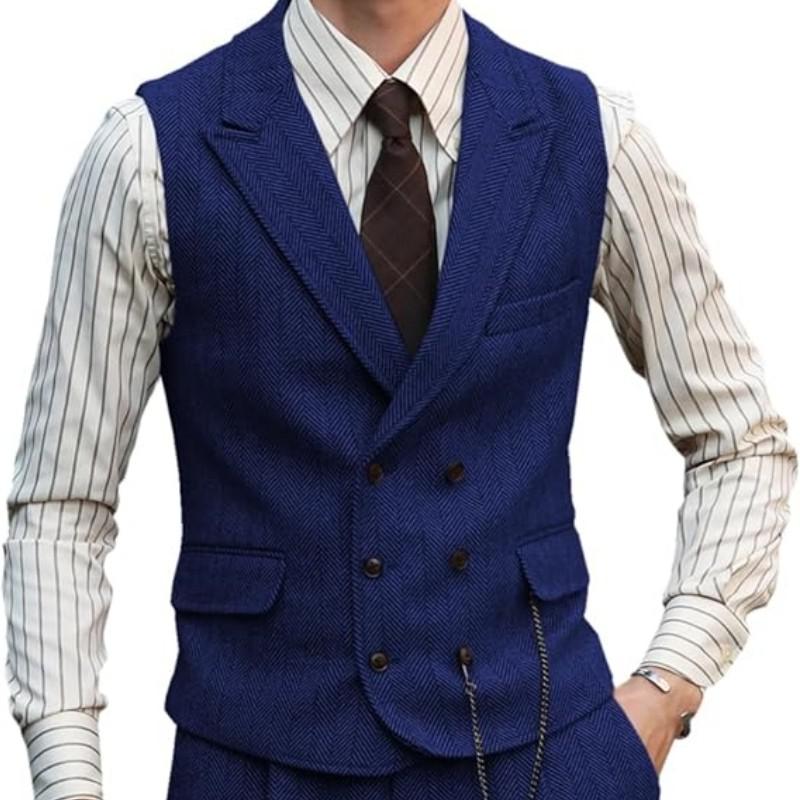 Men Vest Brown Suede Leather Gentleman Business Waistcoat Vintage Regular Slim Business Banquet Men Suit Vest