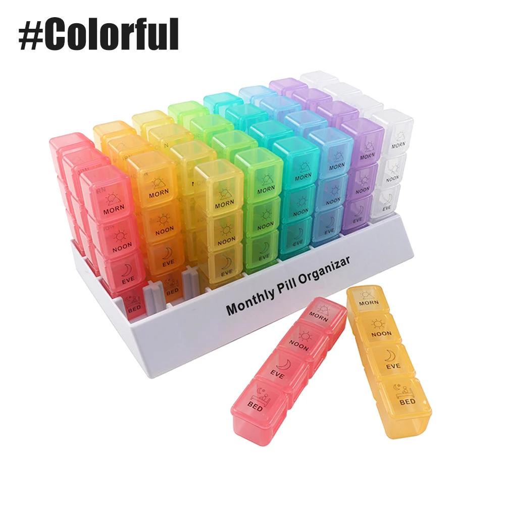 1Pc Monthly Pill Organizer 4 Times A Day 31 Day Pill Box Portable Pill Case Organizer For Daily Medicine Storage