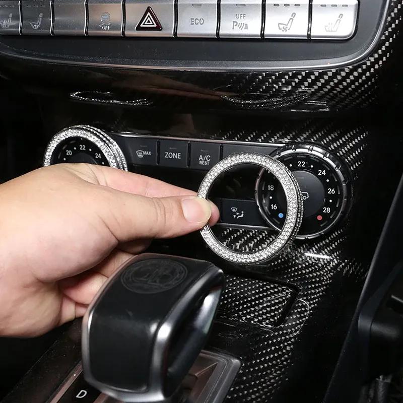 Car Stickers Console AC Air Condition Control Knob Circles Frame Trim For Mercedes Benz C Class W204 GLE GLK ML GL M GLS SL SLK